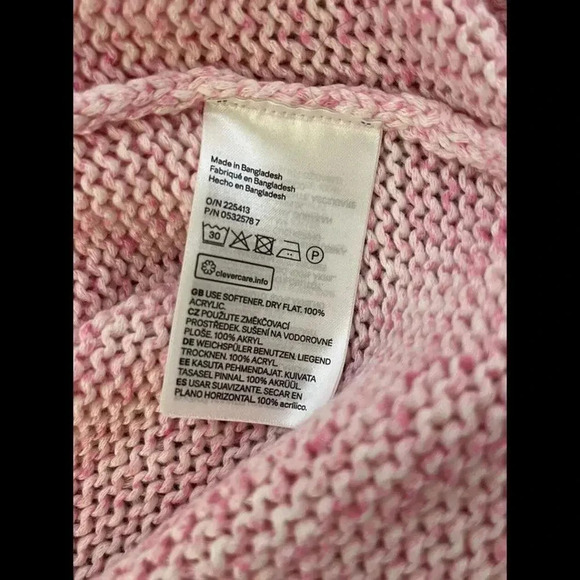 Women’s H&M BASIC Pink SWEATER loose knit summer coastal V-neck long sleeve XS - Picture 5 of 5